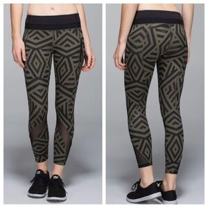 lululemon athletica Black and Olive Geometric Leggings